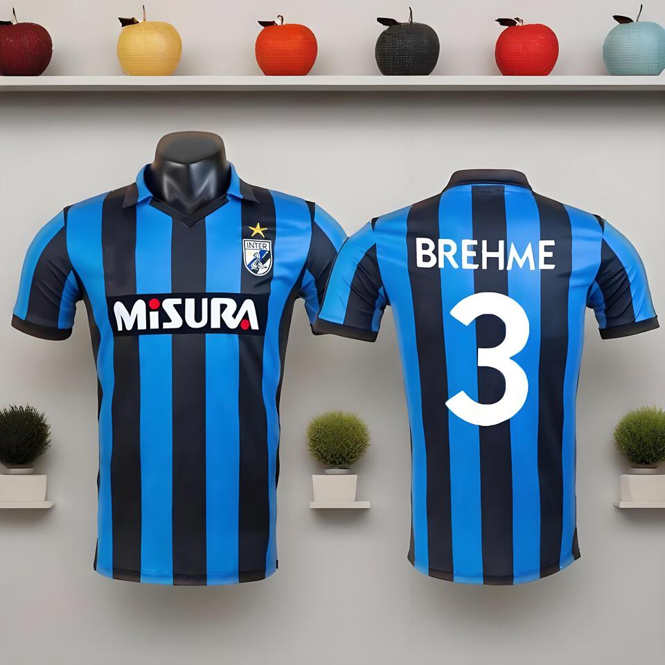 Inter Milan Retro Blue Black Stripe Breathable Moisture Wicking Football Jersey