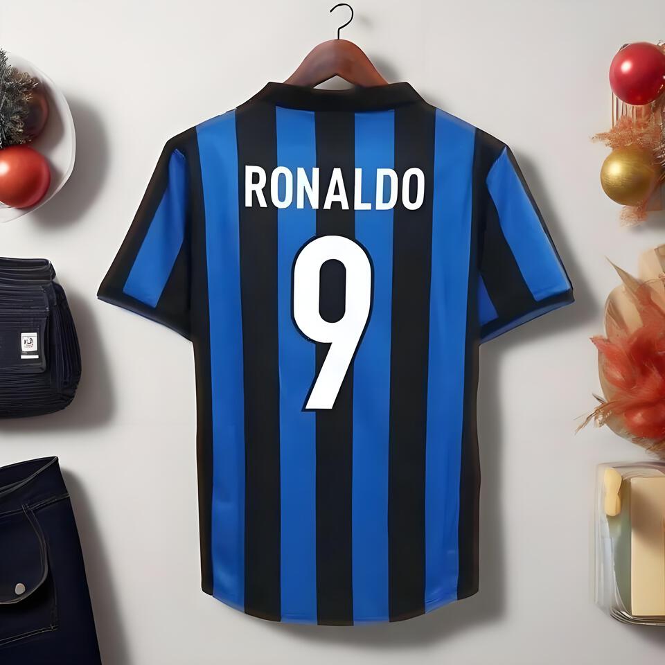Inter Milan Ronaldo Blue Black Breathable Football Jersey