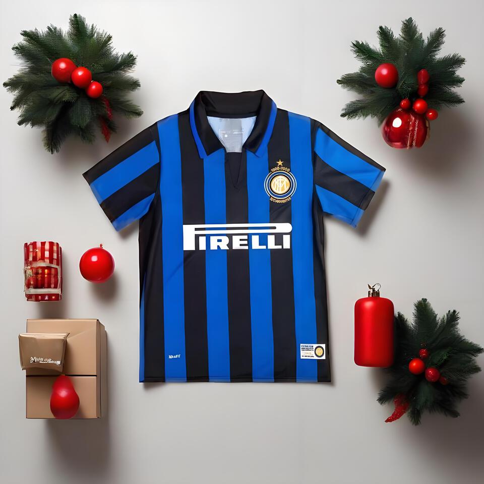 Inter Retro Blue Black Football Jersey