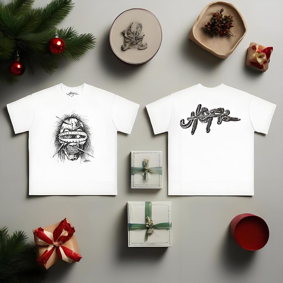 J Haze White Cotton Skull Print Crew Neck T-Shirt