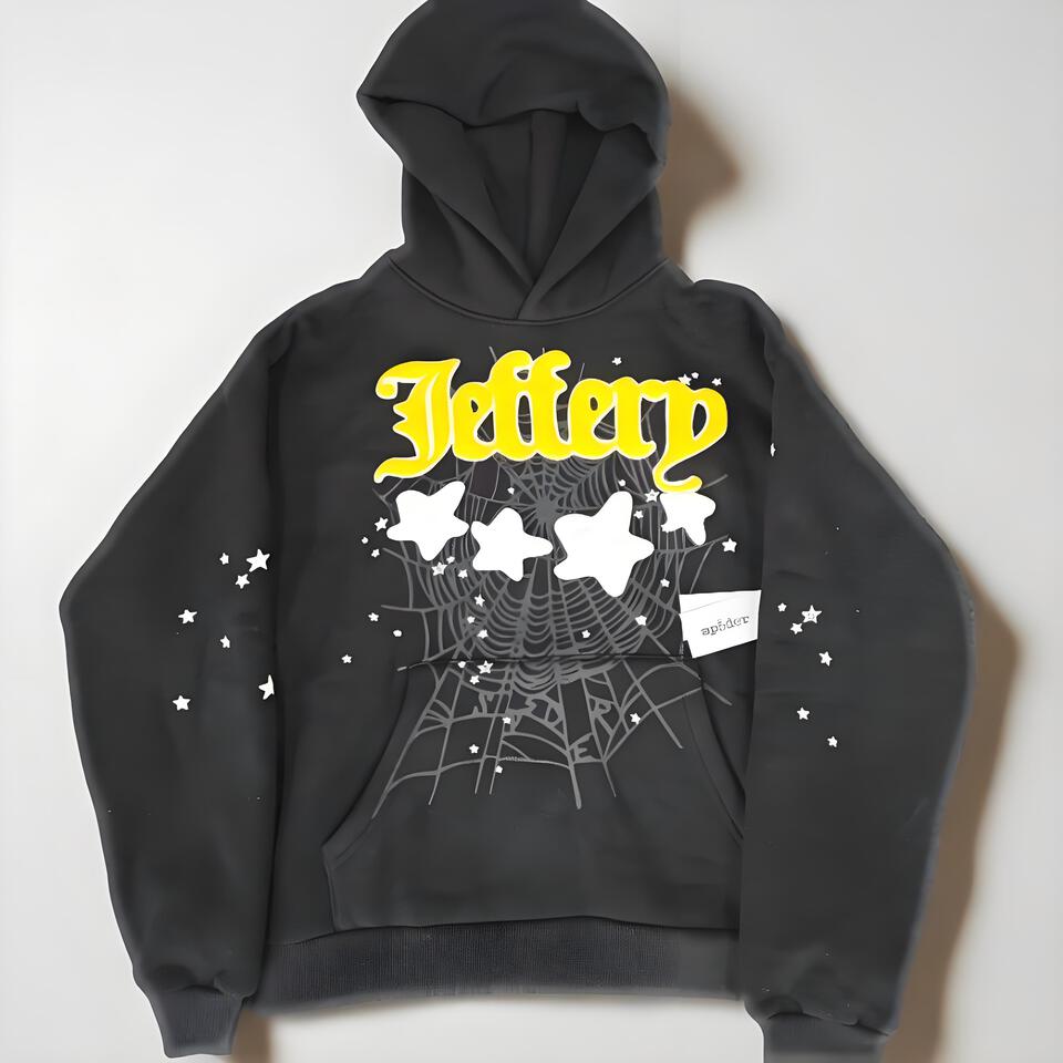 Jeffery Unisex Black Cotton Hoodie with Trendy Print