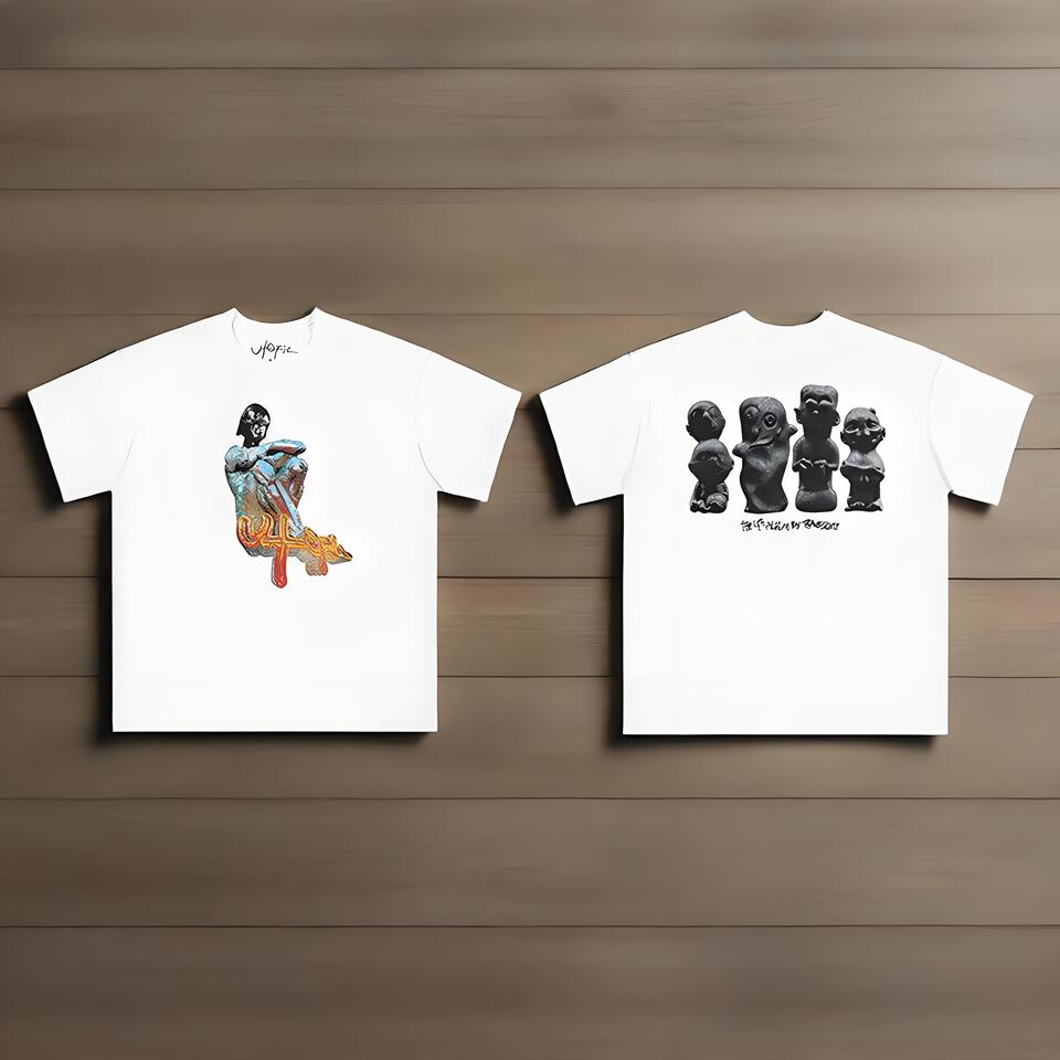 JerryJERRY White Cotton Artistic Print Unisex T-Shirt