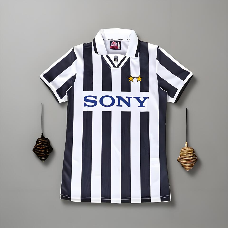 Juventus Black and White Striped Football Jersey