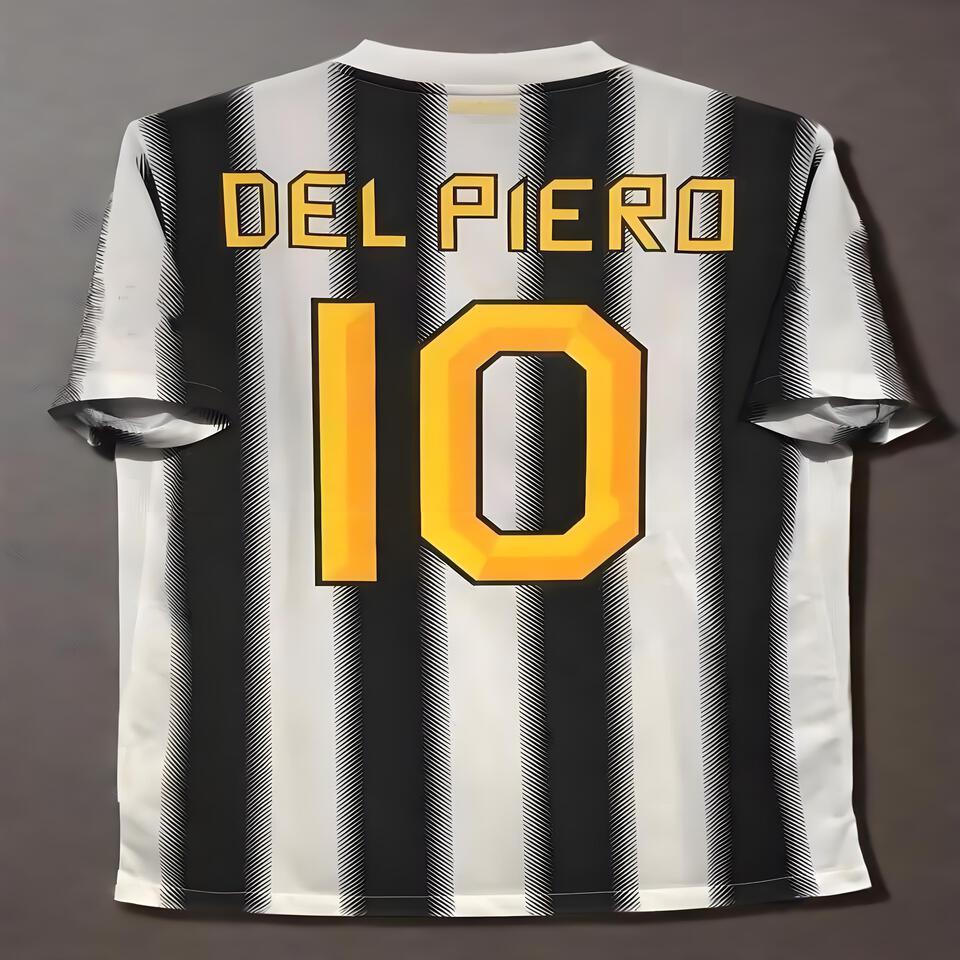 Juventus Del Piero 10 Black Jersey - Official Football Shirt, Vintage Serie A Soccer Jersey