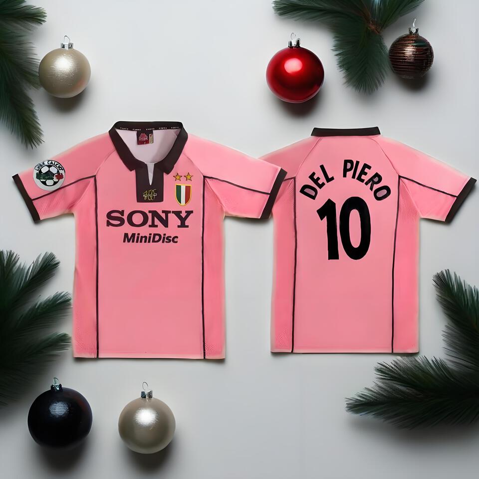 Juventus Vintage Pink Retro Mesh Football Jersey, Authentic Throwback Soccer Shirt