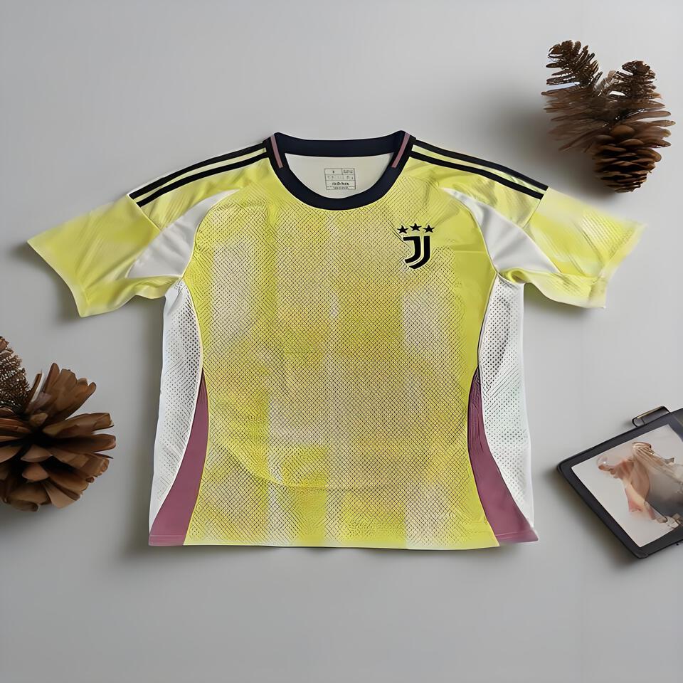 Juventus Yellow Sport Mesh Tee - Official Football Jersey, Dry Fit Athletic Shirt for Fans