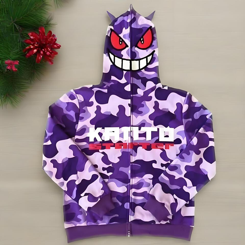 Kaijo Pink Purple Camo Cotton Hoodie Streetwear