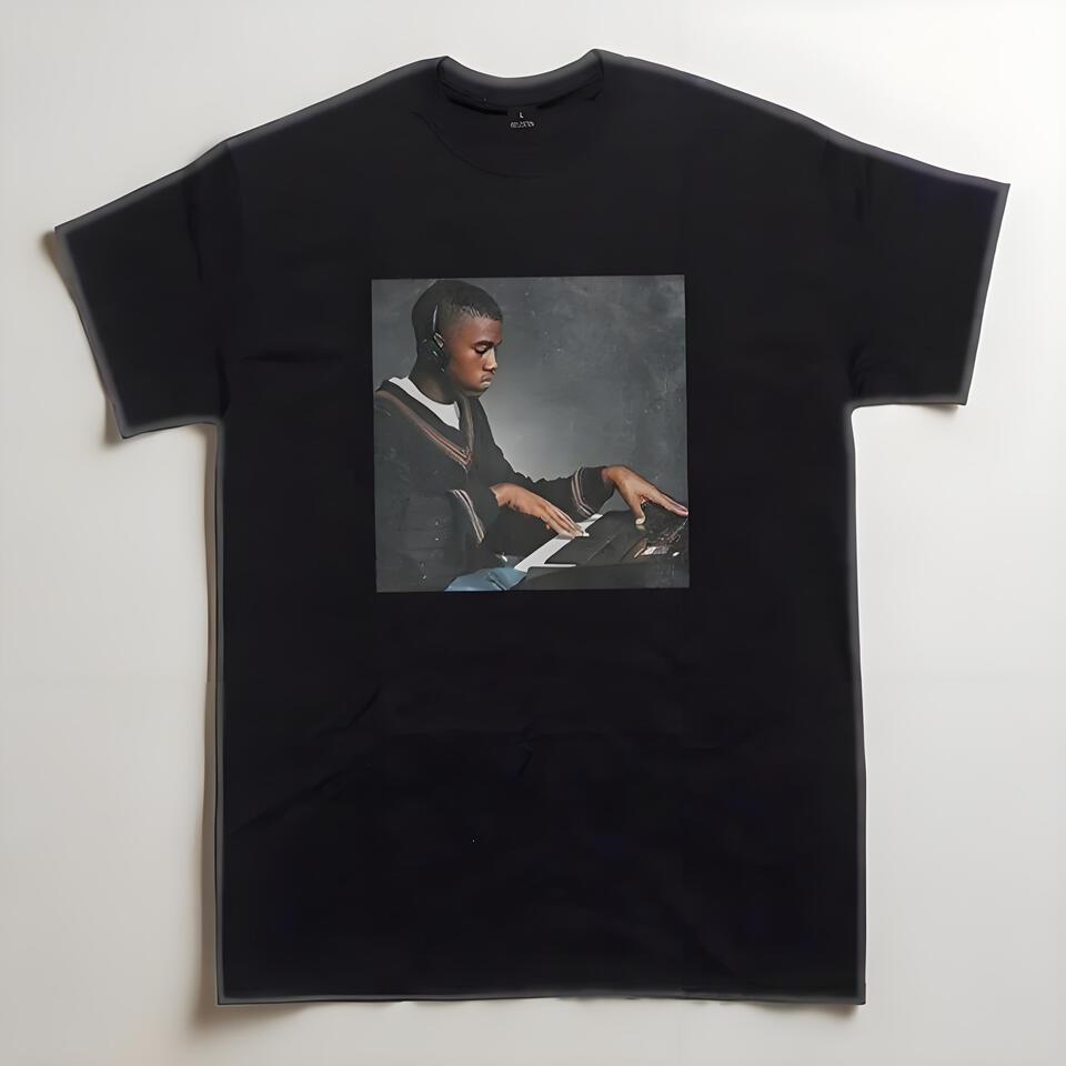 Kanye Unisex Black Cotton Loose Fit Print Tee
