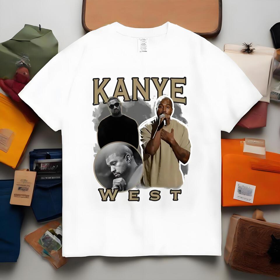 Kanye West White Cotton T-Shirt Loose Fit Unisex Print