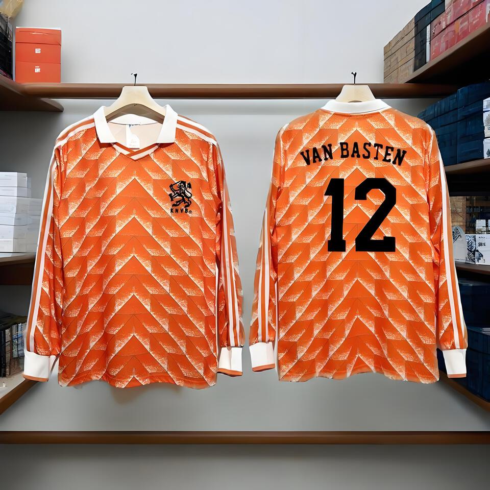 KELME Van Basten Orange Retro Football Jersey Vintage Breathable