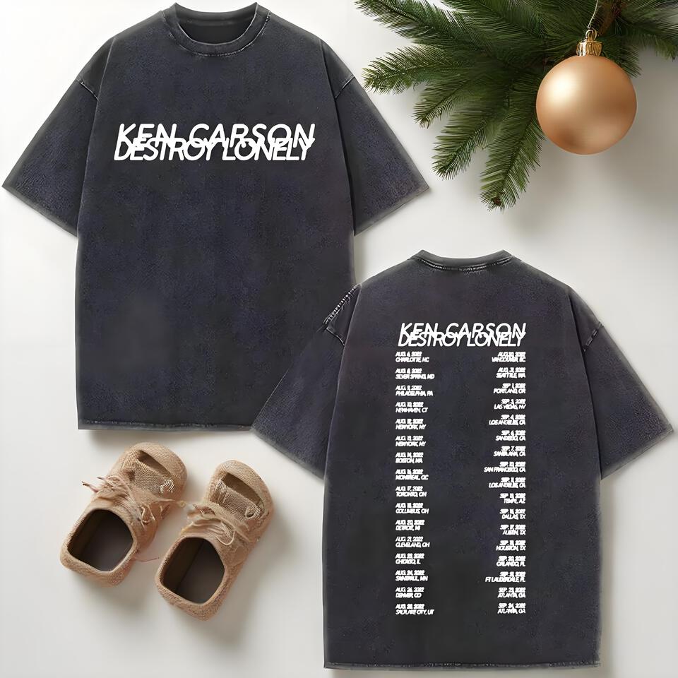 KEN CARSON Distressed Black Oversized Cotton Tee Unisex Street Style