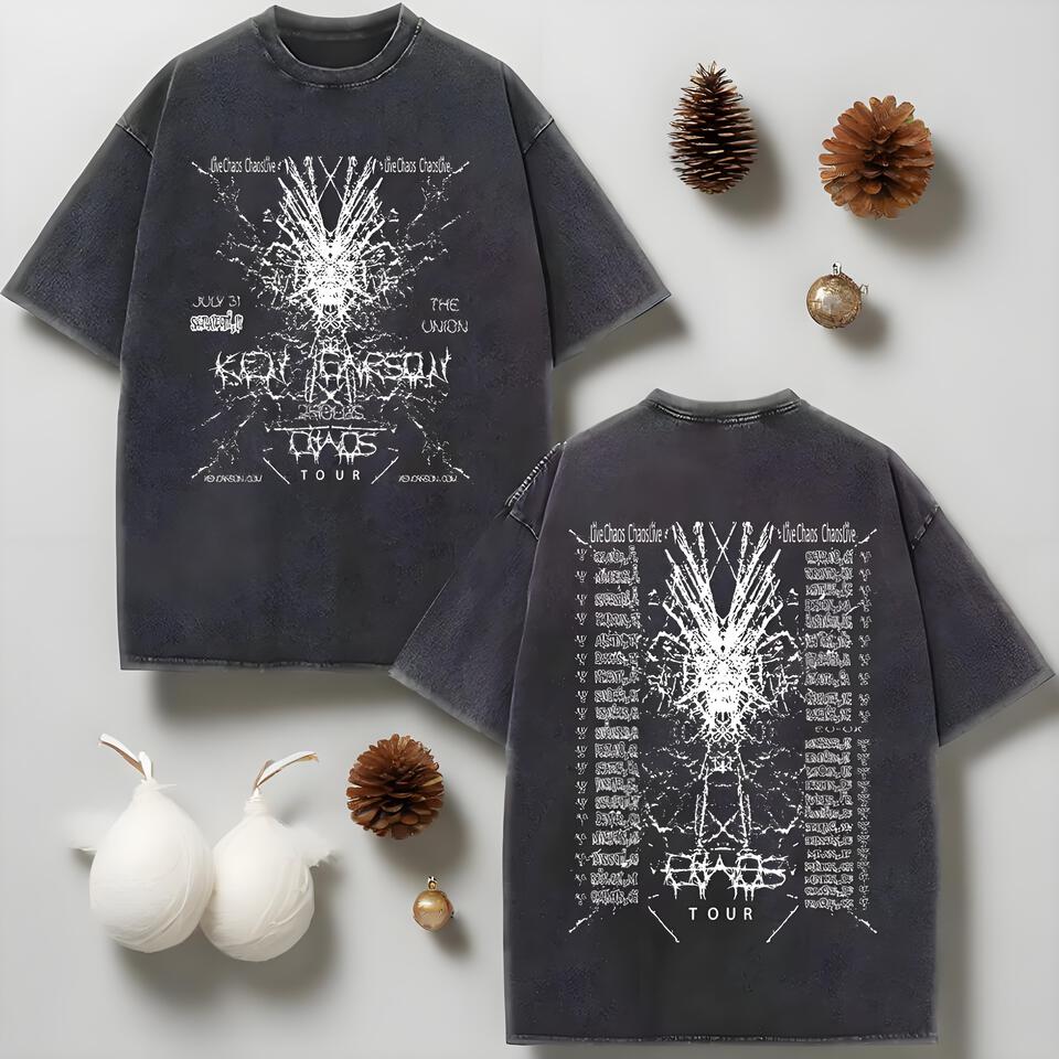 Ken Lawrence Black Loose Cotton Rock Tour Print Tee