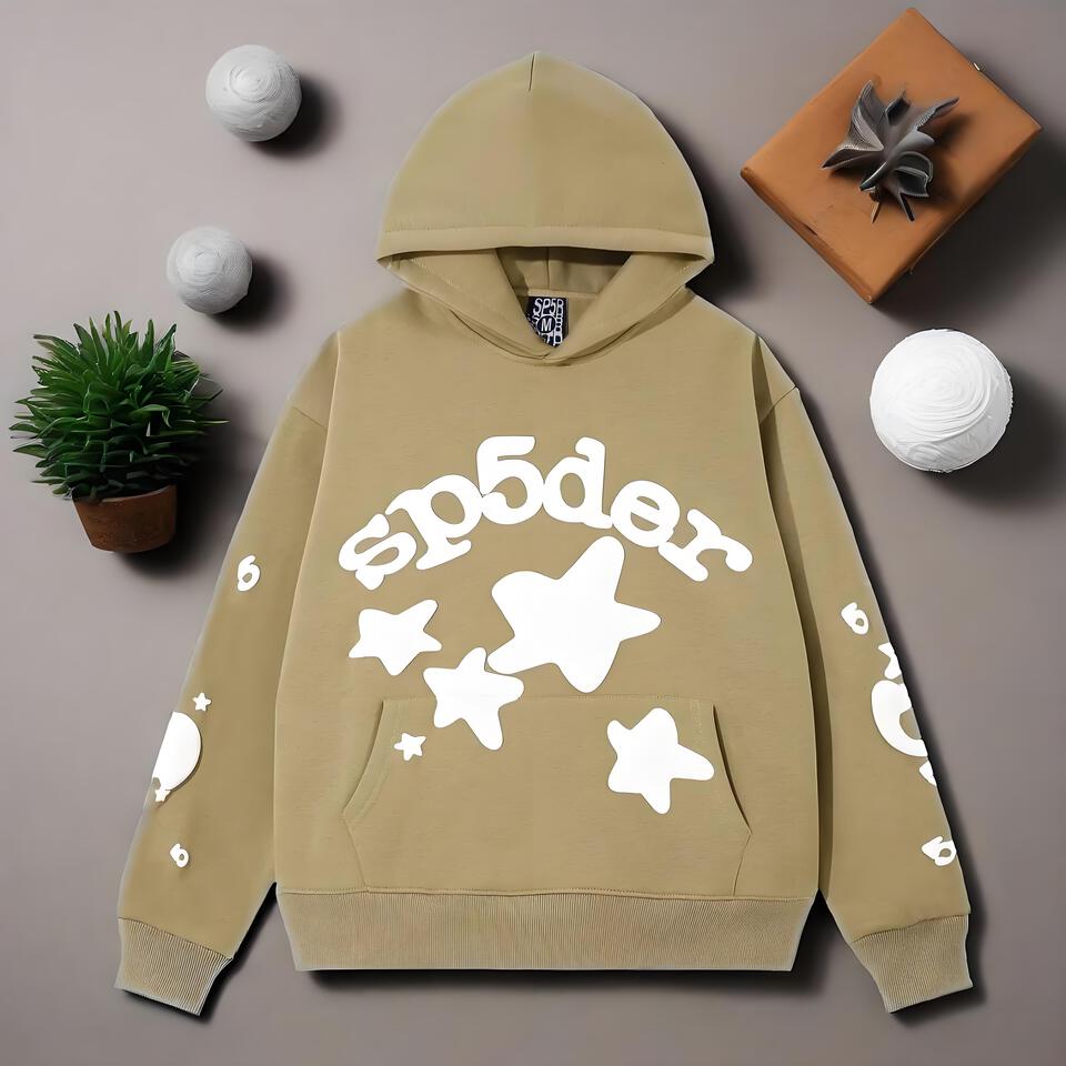 Khaki Unisex Cotton Hoodie Streetwear Casual Pullover
