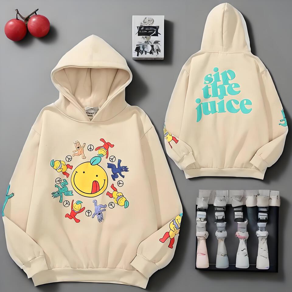 Kid Cudi Beige Cotton Hoodie Unisex Streetwear Casual