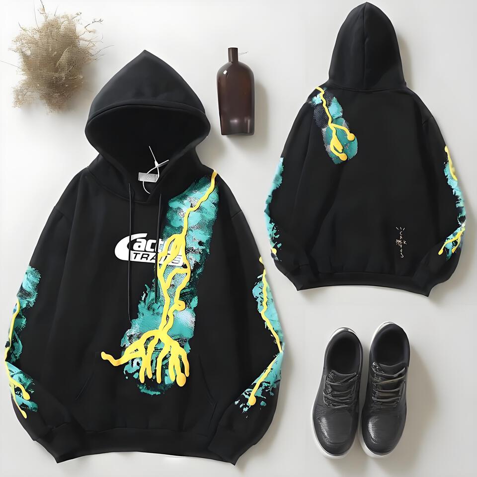 Kid Cudi Hoodie Black Cotton Graffiti Street Oversized