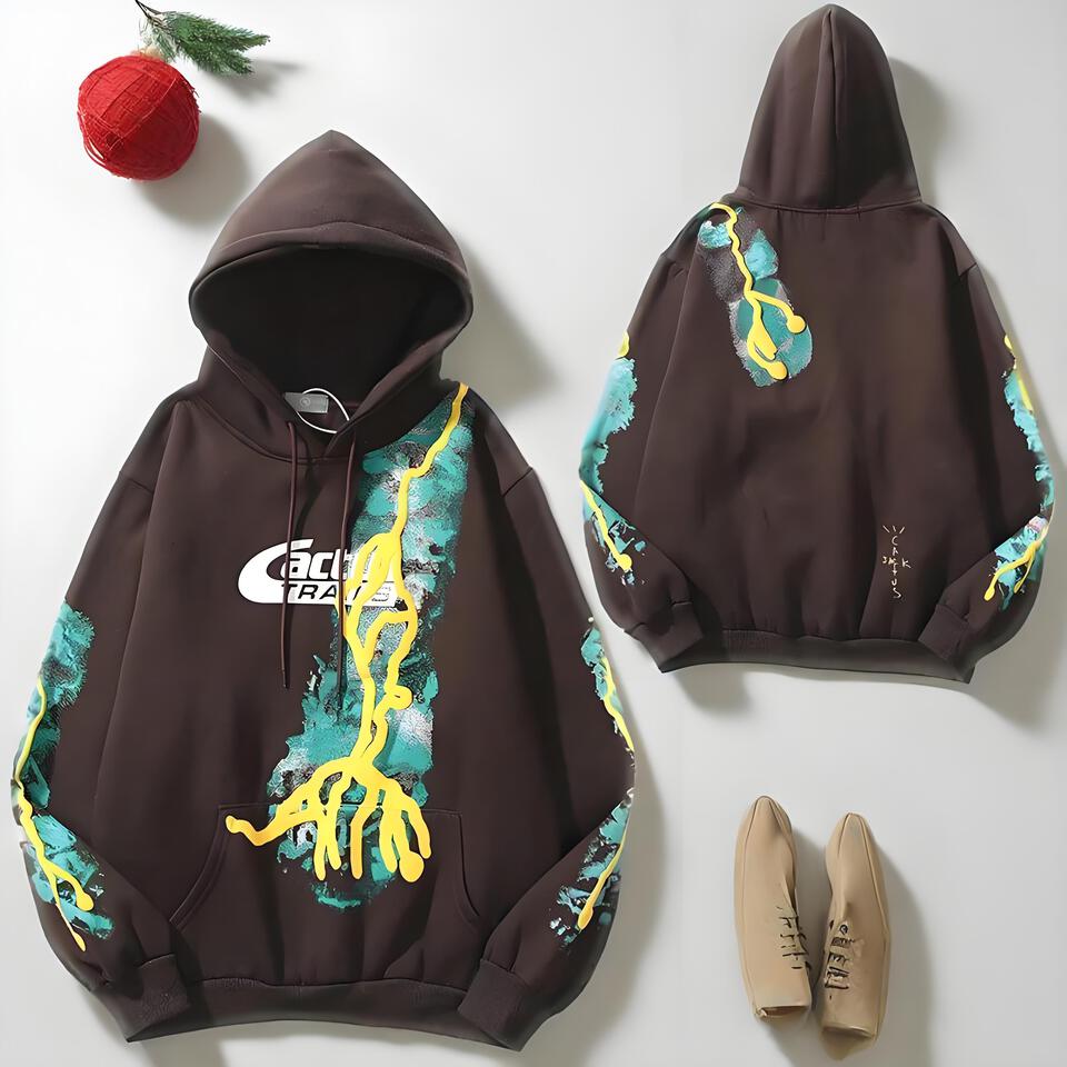 Kid Cudi Hoodie Brown Graffiti Unisex Streetwear
