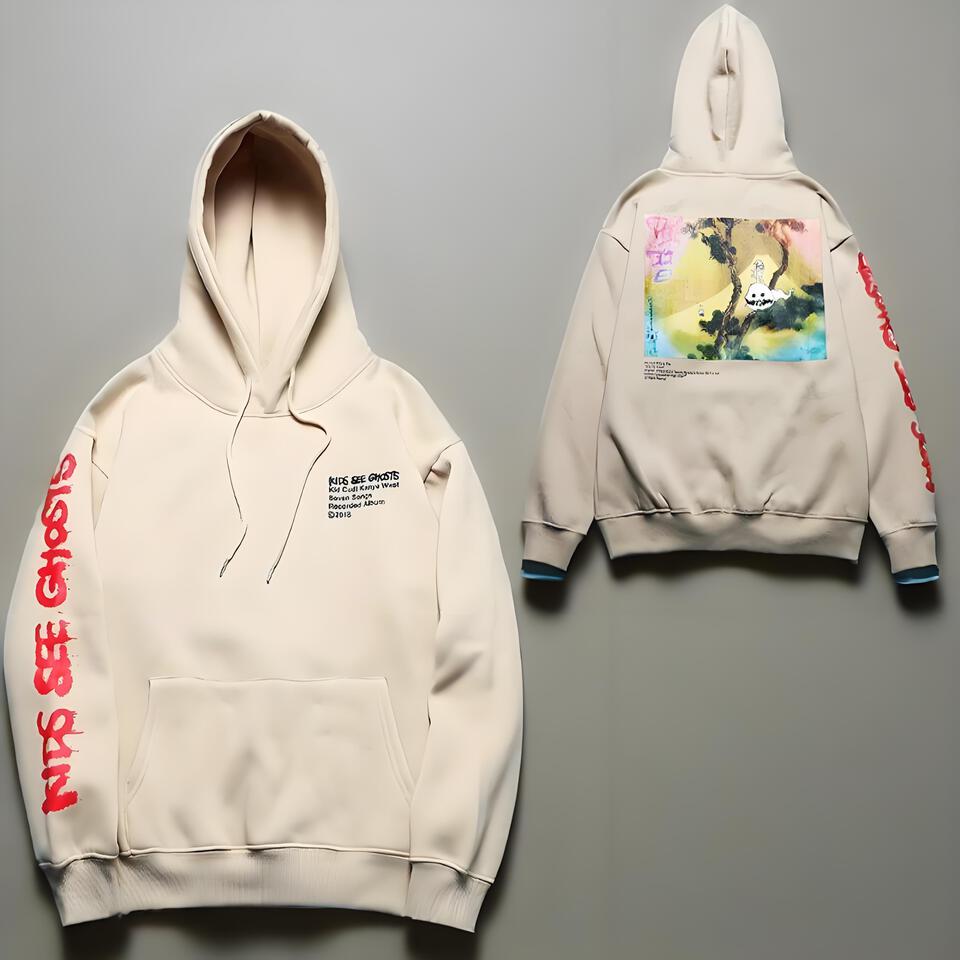 Kids See Ghosts Beige Cotton Hooded Sweatshirt