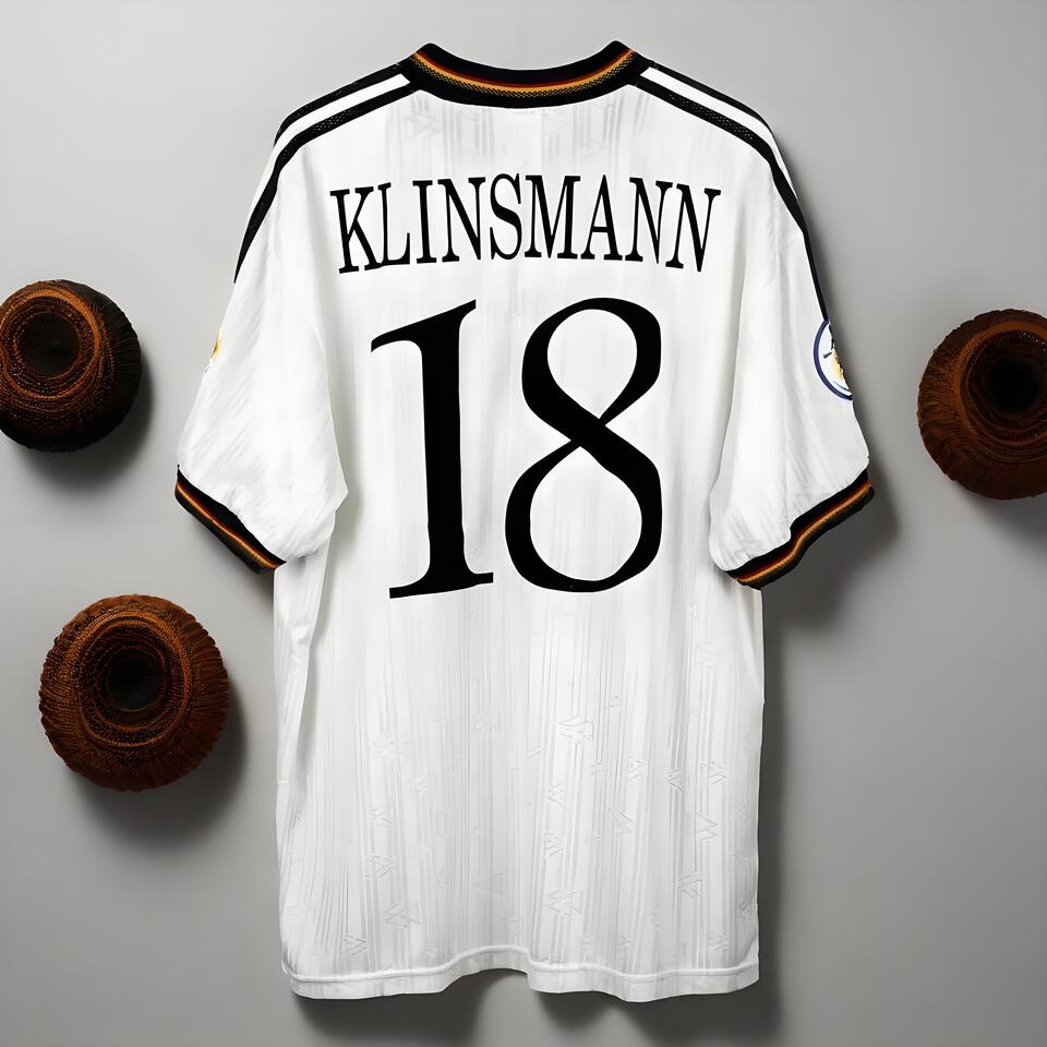 Klinsmann Germany Retro White Soccer Jersey Vintage Classic Football Shirt
