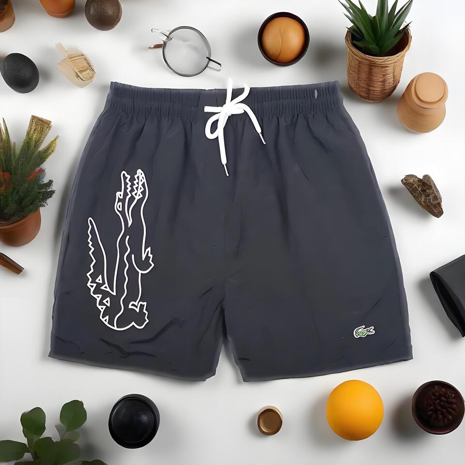 LACOSTE Classic Black Adjustable Shorts for Men | Quick Dry & Lightweight