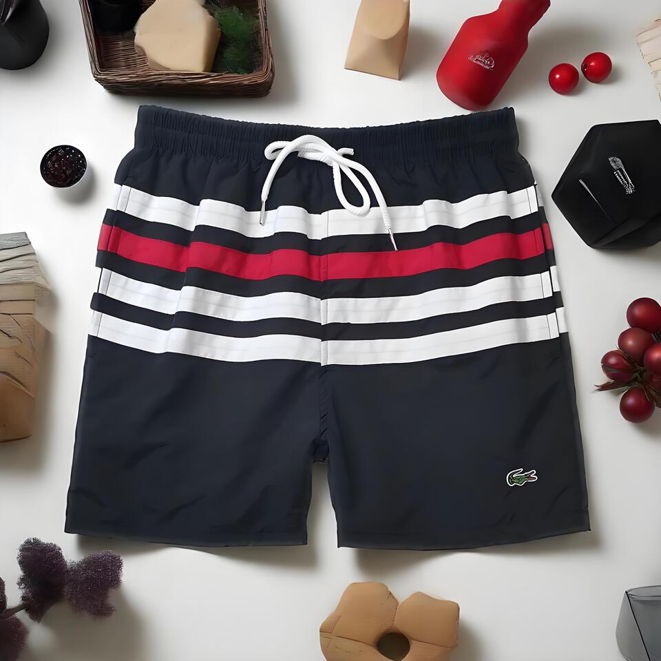 Lacoste Men's Black Striped Shorts | Classic Cotton Shorts