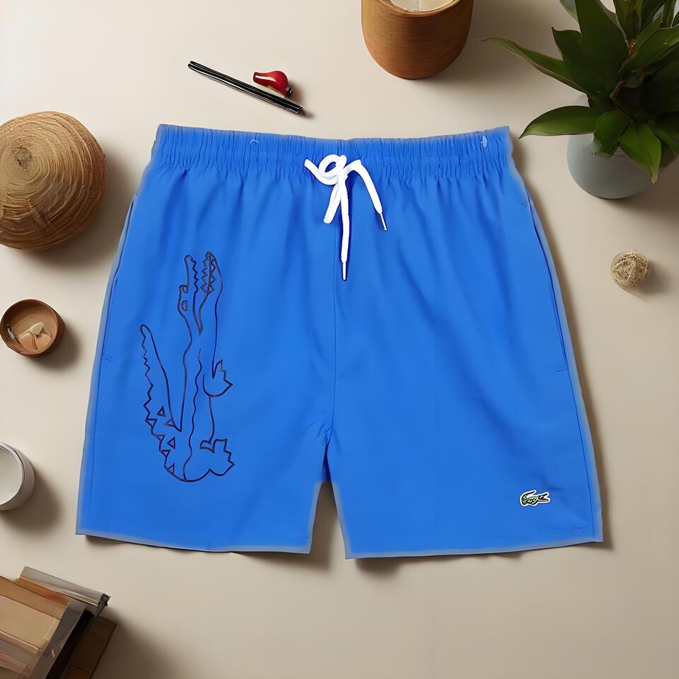 LACOSTE Men's Classic Blue Breathable Shorts with Drawstring