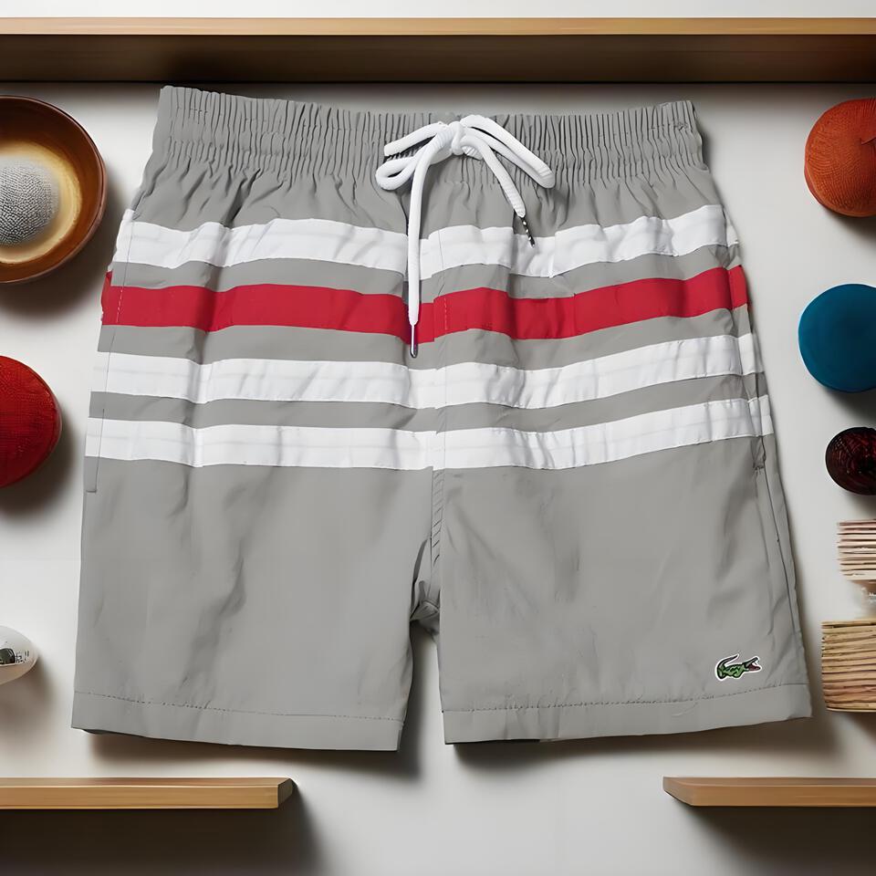Lacoste Men's Grey Striped Shorts | Classic Casual Shorts