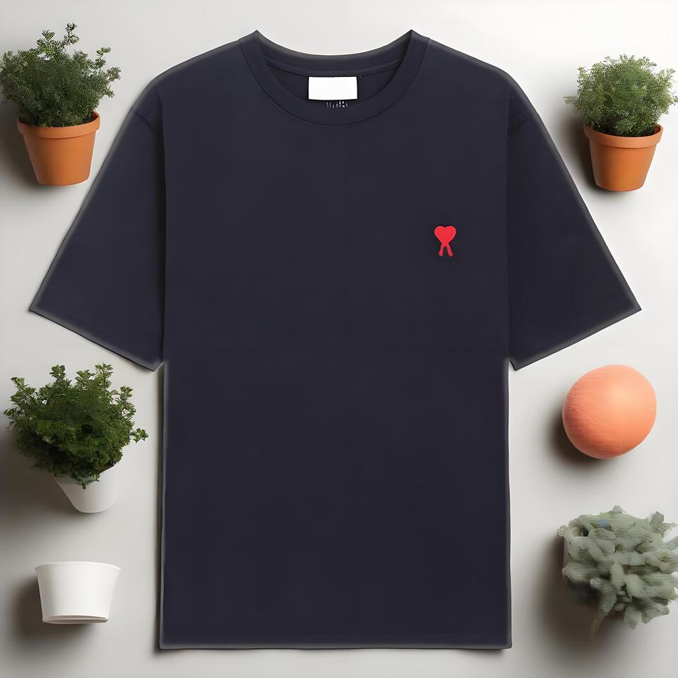 LagoAMI Deep Blue Cotton Embroidered Love Unisex T-Shirt