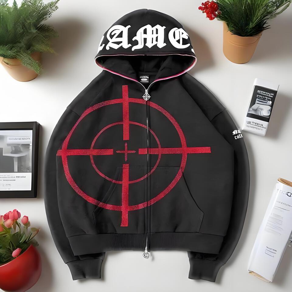 Lame Black Cotton Hoodie Unisex Streetwear Oversized