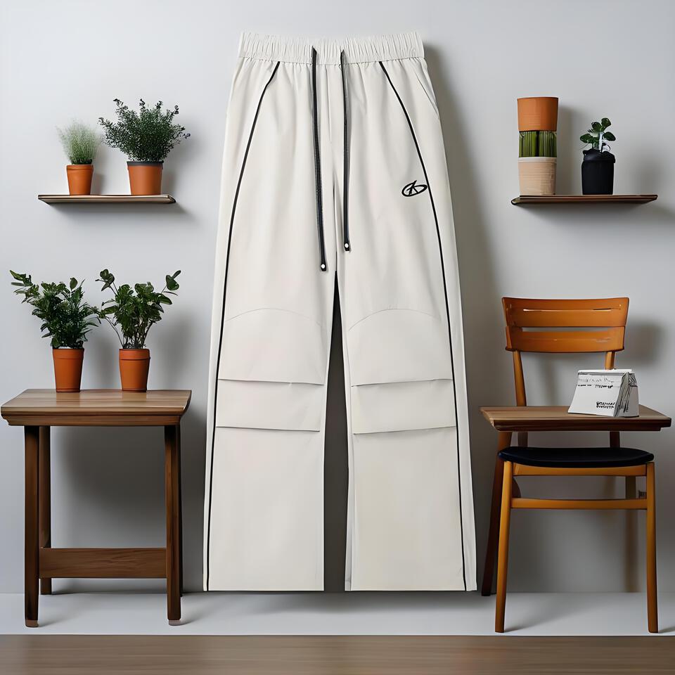 LEGUANZHE Cargo Pants Light Gray Cotton Blend Joggers