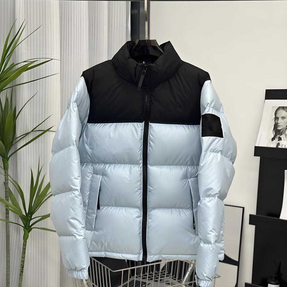 Light Blue Black Unisex Windproof Warm Down Jacket