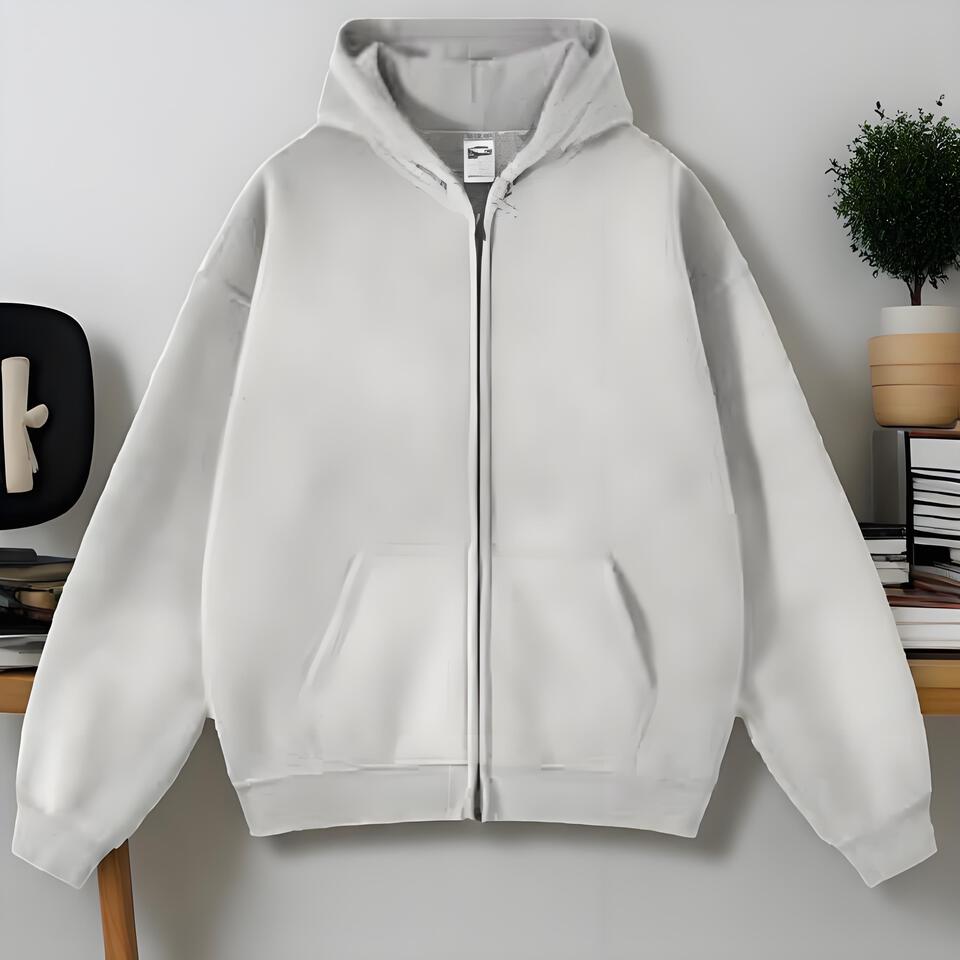 Light Gray Cotton Unisex Hoodie All-Season Casual