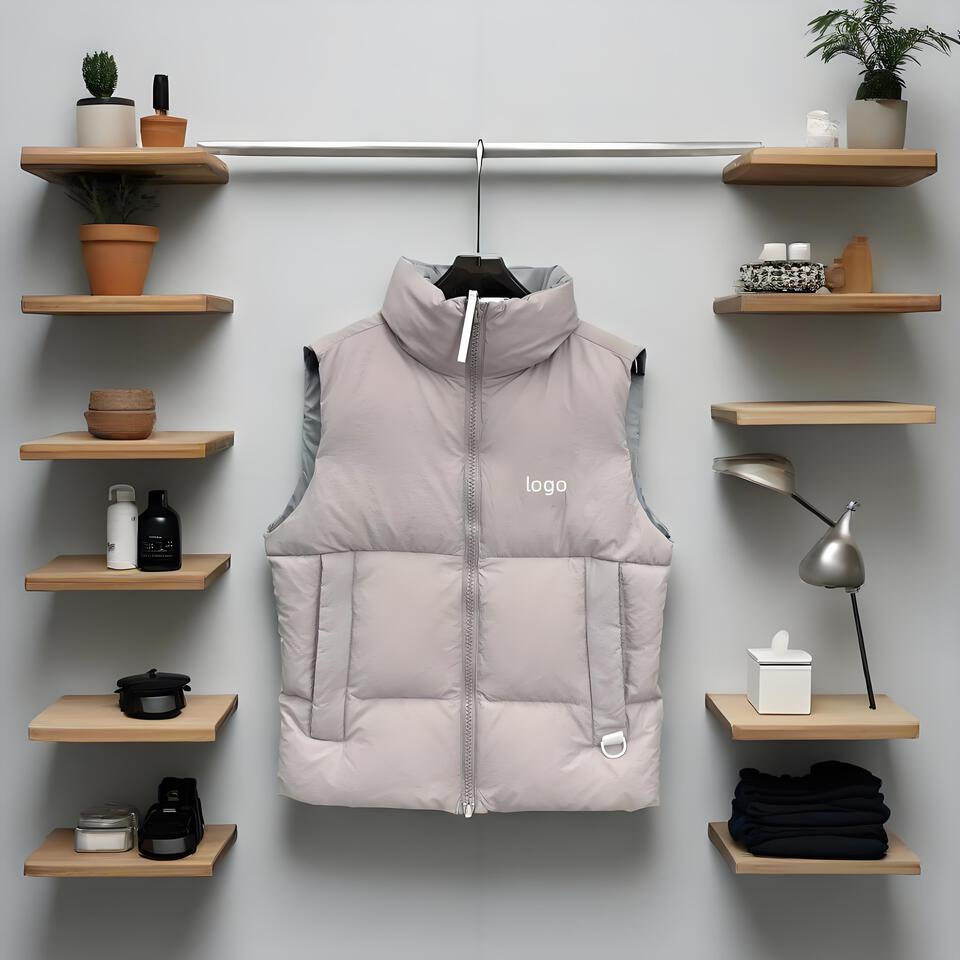 Light Pink Puffer Vest Warm Stand Collar Casual Jacket