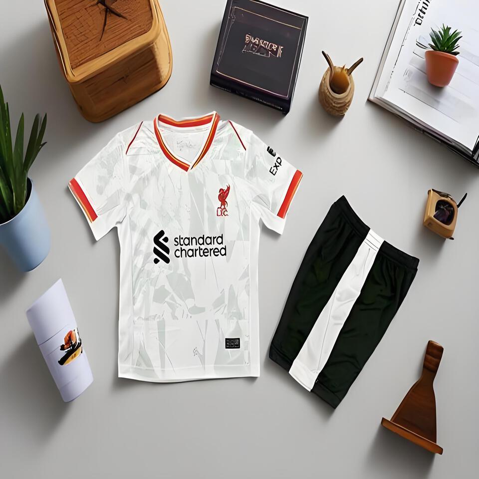 Liverpool FC White and Black Sports Jersey Set