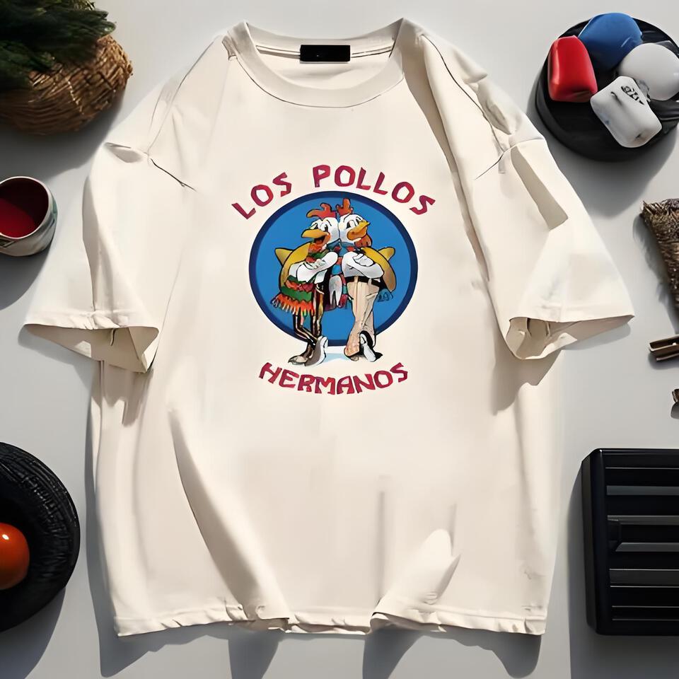 Los Pollos Hermanos Casual Cartoon Print T-Shirt Unisex Streetwear Tee