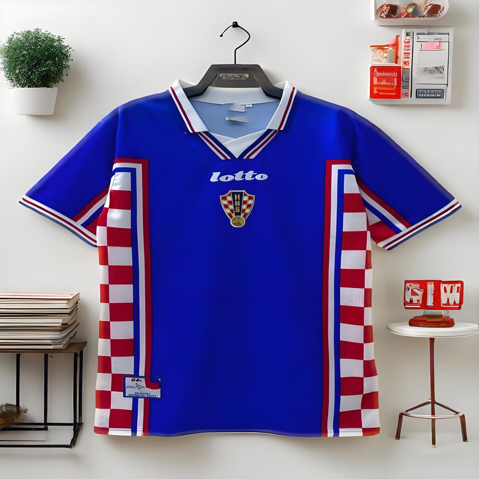 Lotto Retro Soccer Jersey: Vintage Blue Cotton T-Shirt for Men