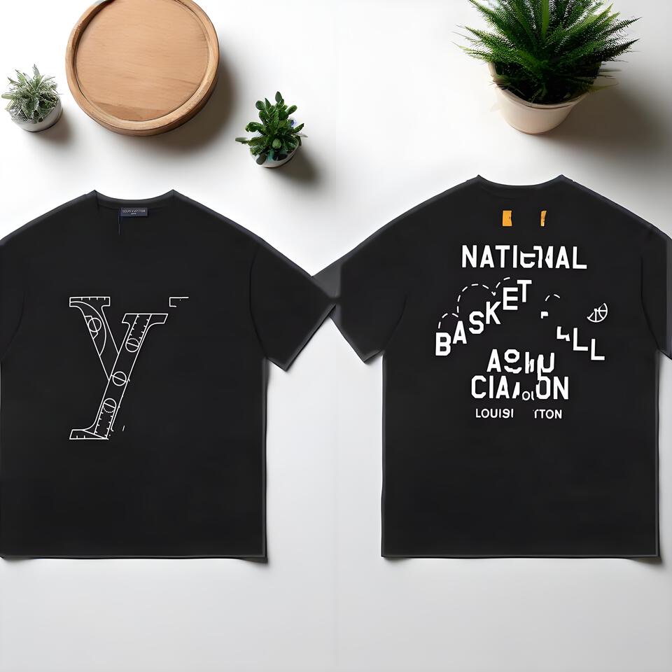 Louis Vuitton Black Cotton Unisex Street Style Print T-Shirt