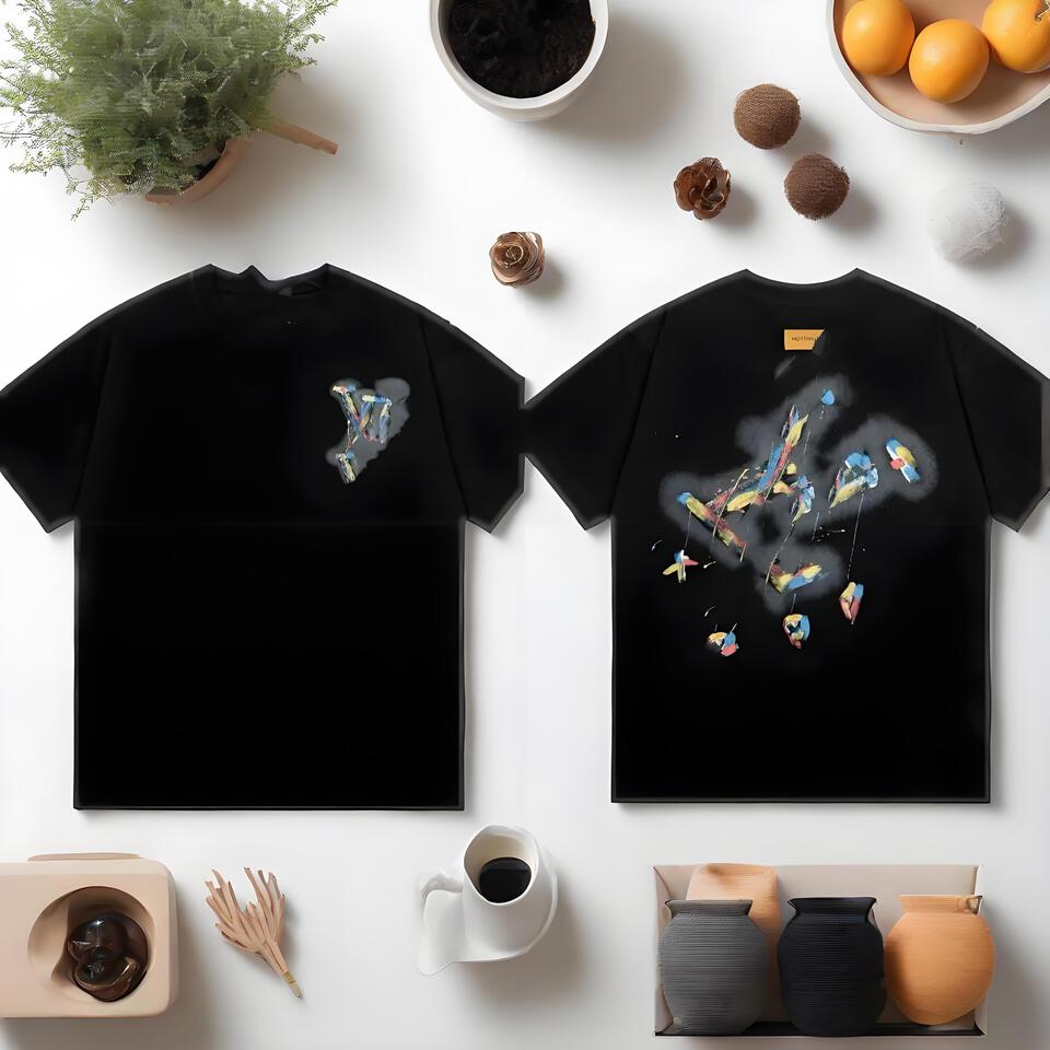 Louis Vuitton Black Unisex Cotton Graffiti Print T-Shirt