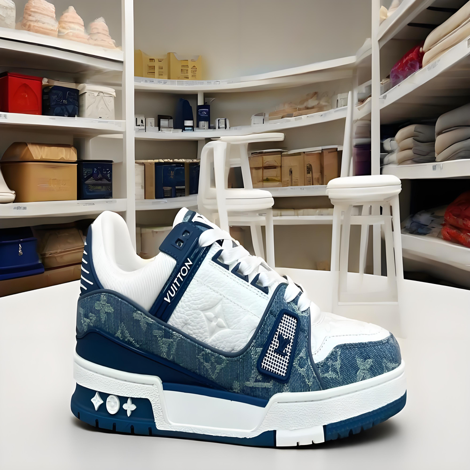 Louis Vuitton Blue Denim Monogram Trainer Sneakers