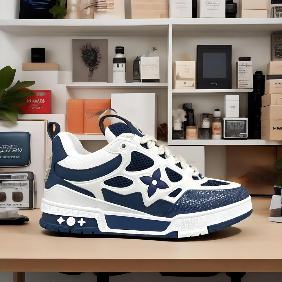 Louis Vuitton Blue White Mesh Sneakers | Cushioned Comfort