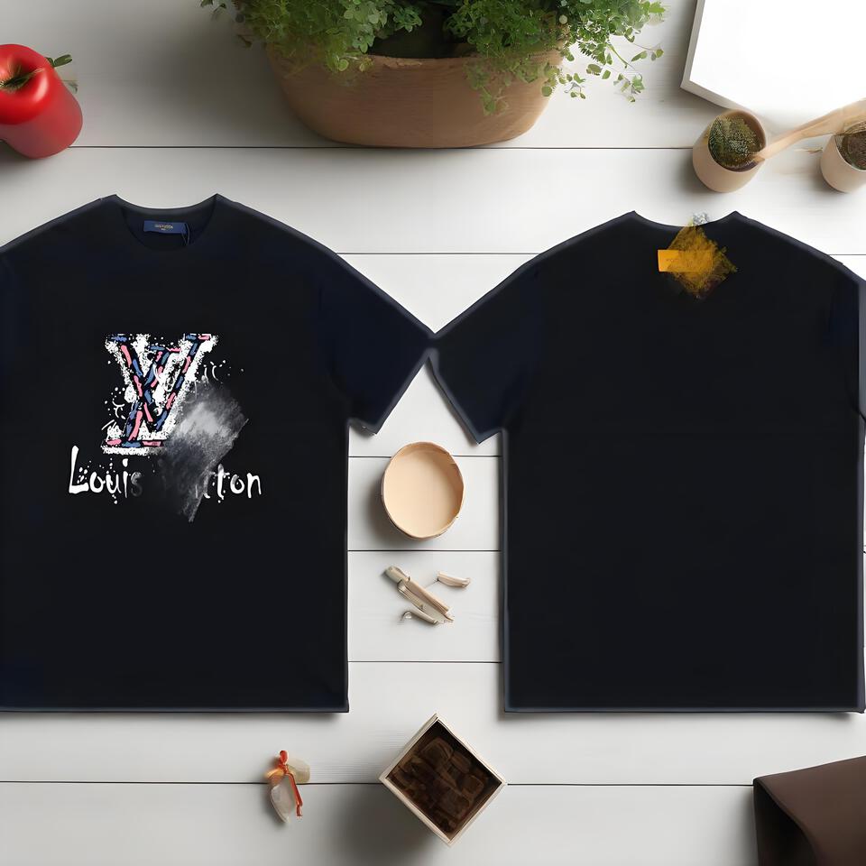 Louis Vuitton Graffiti Cotton Unisex Black T-Shirt