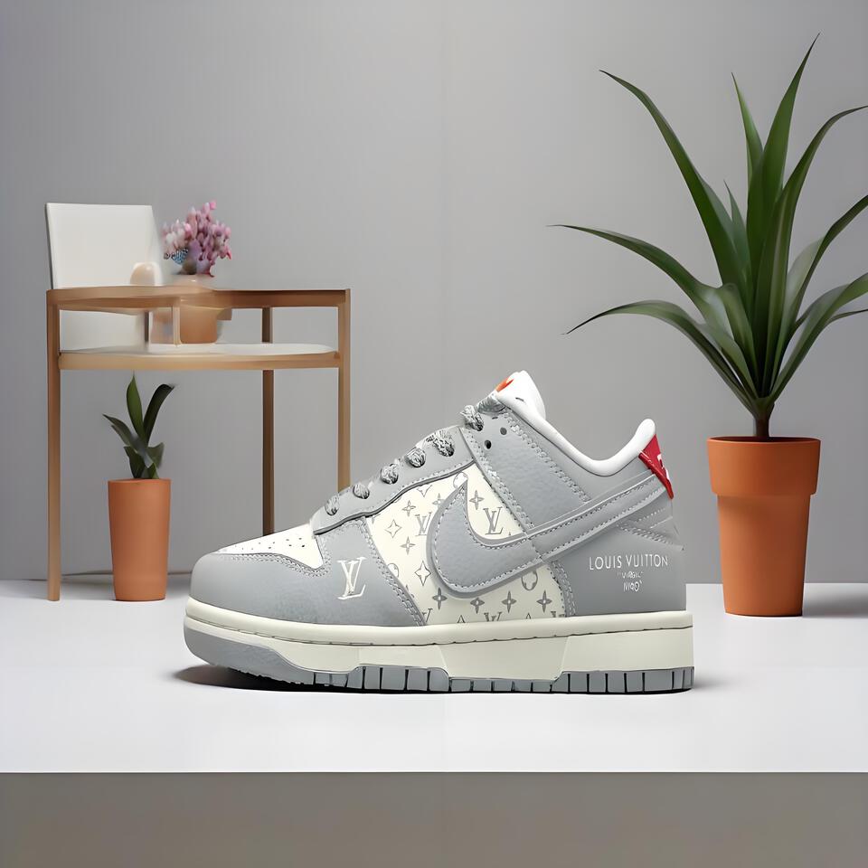 Louis Vuitton LV Trainer Sneakers Grey White Red Leather