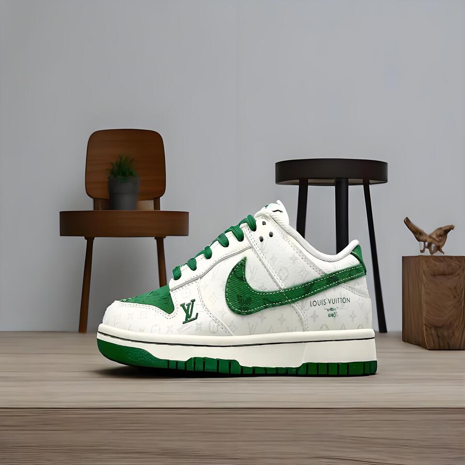 Louis Vuitton Nike Dunk Low Green Monogram Sneakers