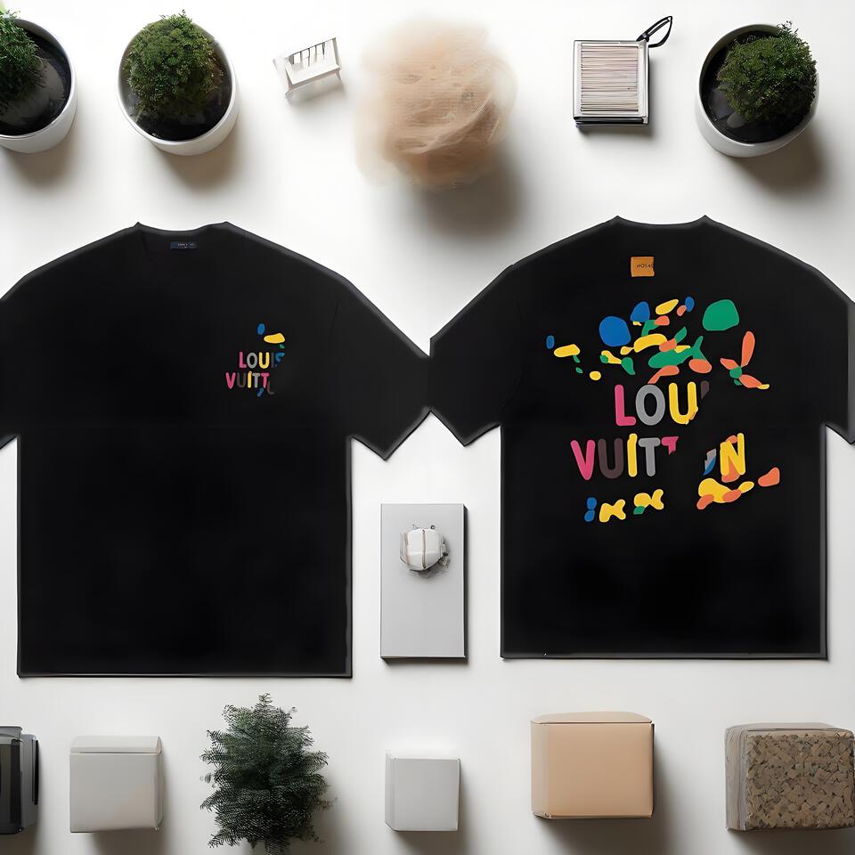 Louis Vuitton Rainbow Monogram Black Cotton T-Shirt
