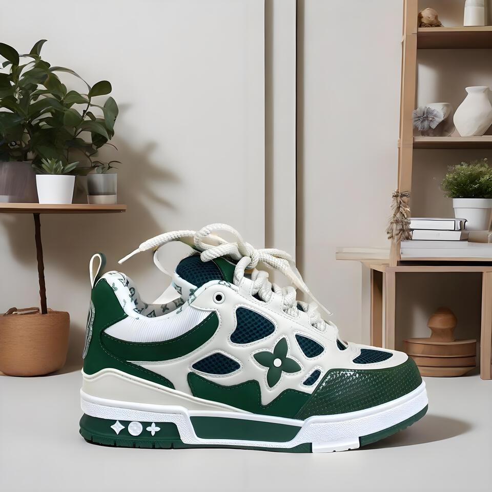 Louis Vuitton Trainer White Green Sneakers