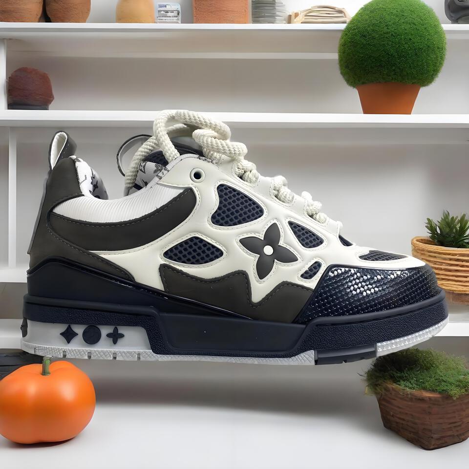 Louis Vuitton Trainer White Mesh Leather Sneakers