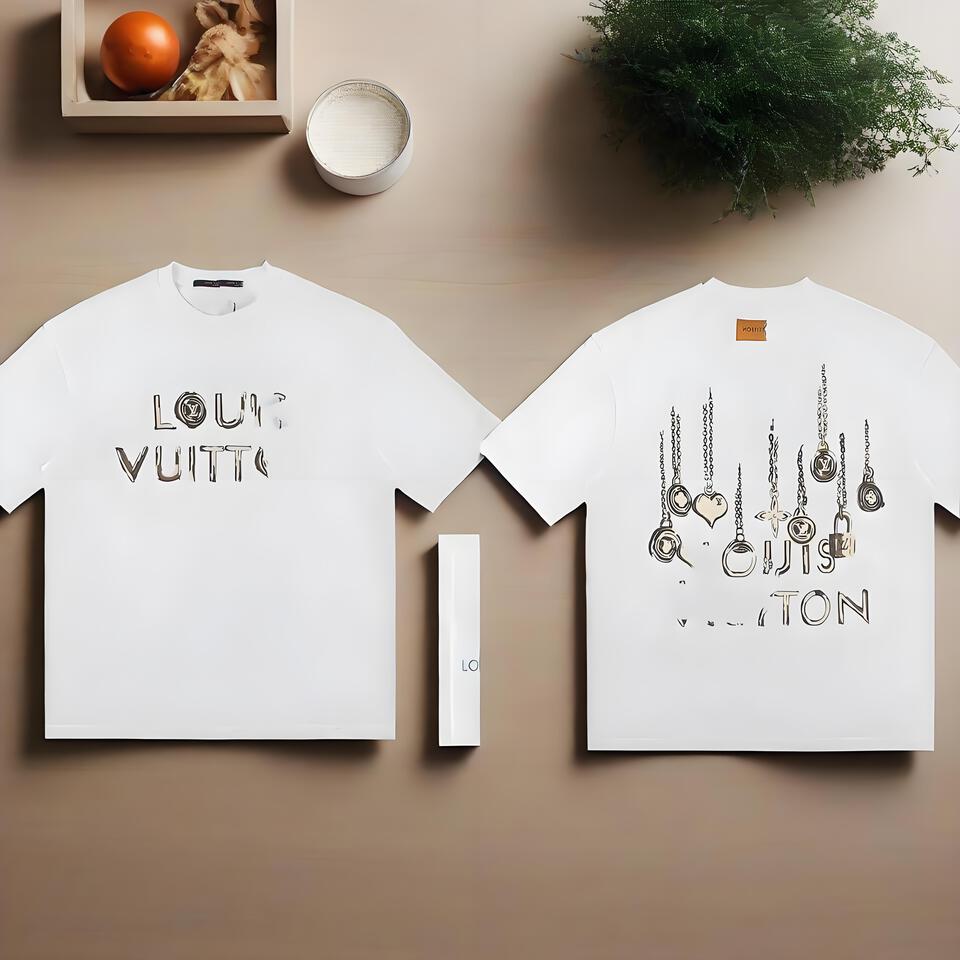Louis Vuitton White Cotton Crew Neck Short Sleeve T-Shirt
