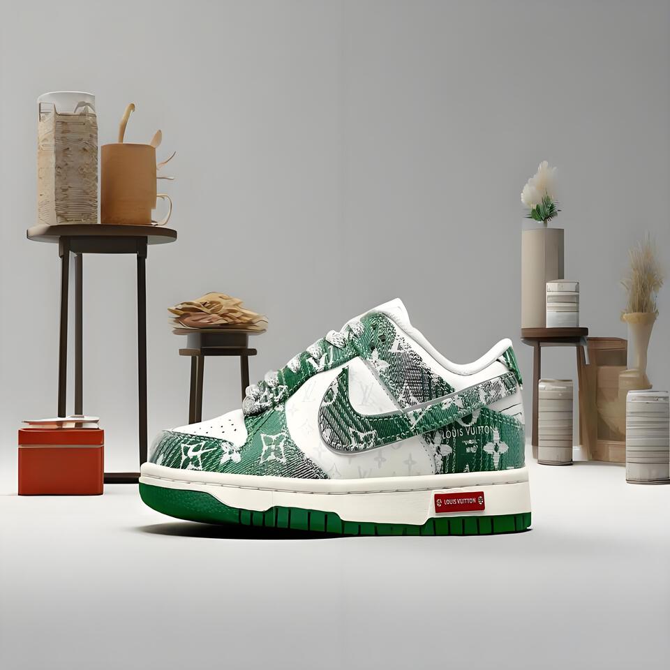 Louis Vuitton White Green Monogram Velcro Slip-On Sneakers