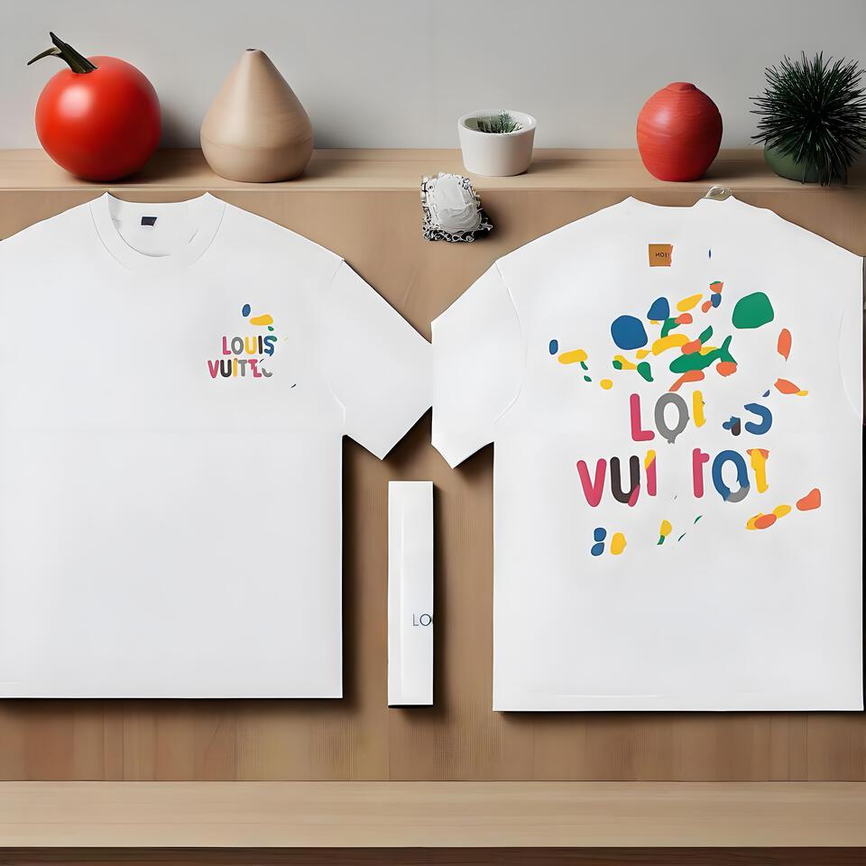 Louis Vuitton White Splatter Print Unisex Cotton T-Shirt