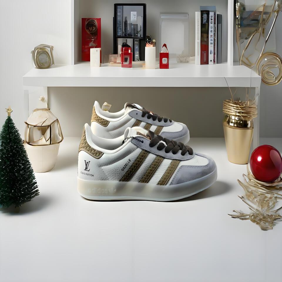 Louis Vuitton x adidas Gazelle Sneaker White Brown