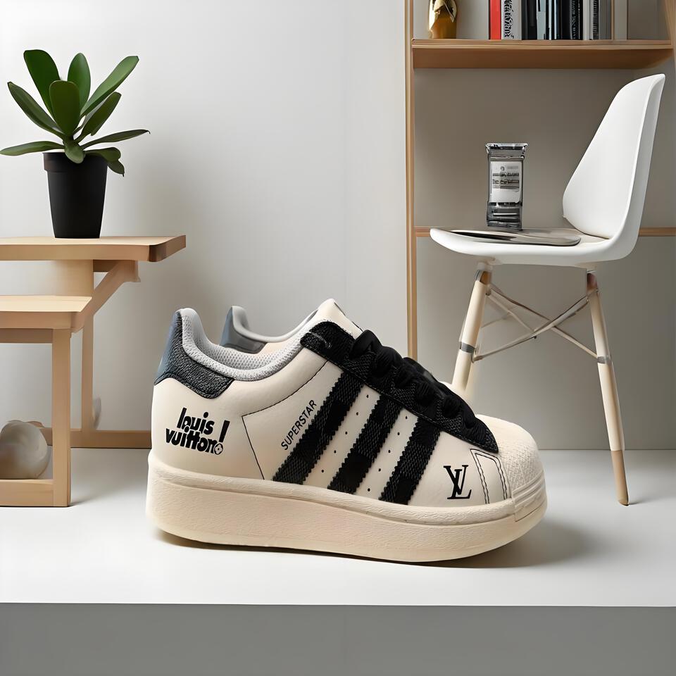 Louis Vuitton x Adidas White Black Grey Shell Toe